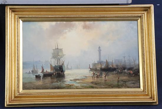 William Thornley (1857-1935) Harbour at low tide, possibly Whitby 12 x 20in.